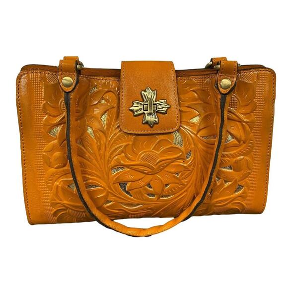 Patricia Nash Handbags - Patricia Nash Rosina Cut Out Tooled Leather Satchel Sun Yellow NEW